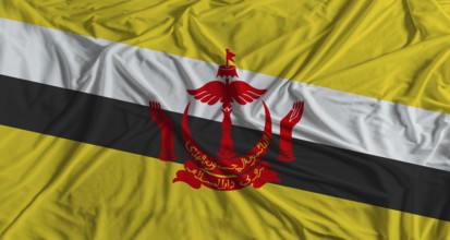 Bruneian flag with fabric texture background. National flag of Brunei with cloth texture