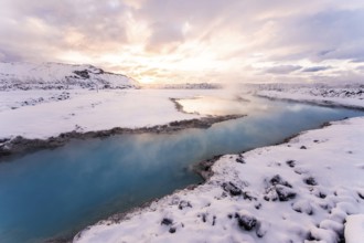 Blue Lagoon, Close to Reykjavik, Thermal, Hot Spring, Winter, Snow, Steam, Water, Wellness, Sunset,