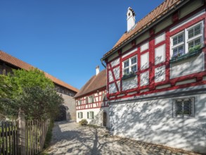 Half-timbered house on the medieval town wall, Löpsinger Mauer, Nördlingen, Bavaria, Germany