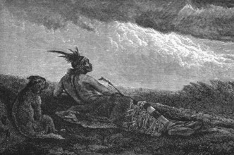 Indians on the prairie, around 1870, America, digital reproduction of a historical model