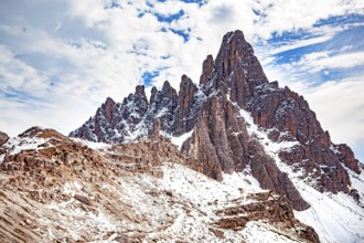 The Three Peaks in the Sesto Dolomites on the border between the provinces of Belluno in the south