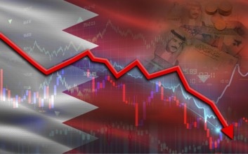 Bahrain financial fall on economy market. Bahrain financial crisis on economic graph