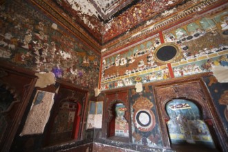 Wall paintings in the Garh Palace or Rajput Palace, Bundi, Rajasthan, India