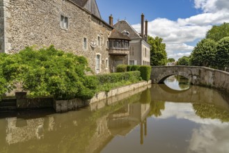 Moat in the old town of Bonneval, Centre-Val de Loire, France