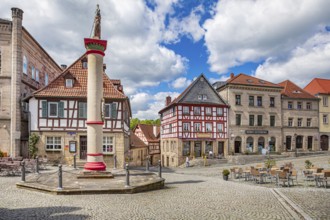 Melchior-Otto-Platz with column of honour in Kronach, Germany