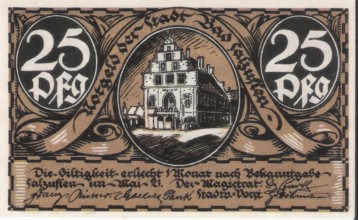 Banknote, banknote, emergency money, 25 Pfennig, city of Bad Salzuflen, 1921, Germany, reproduction