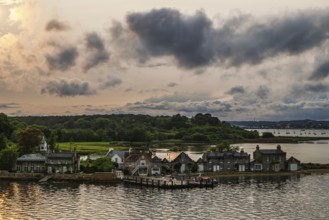 Sunset over Brownsea Castle, Brownsea Island, Poole, Dorset, England, United Kingdom