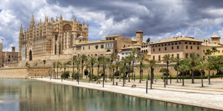 Cathedral Church Catedral de Palma de Majorca La Seu Panorama in Palma de Majorca, Spain