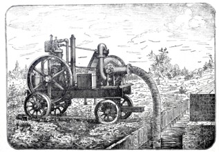 Petroleum engine - centrifugal pump, designed by J.M. Grob & Co. from Leipzig, around 1886,