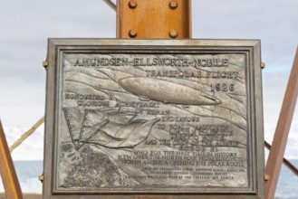 Amundsen-Ellsworth-Nobile, commemorative plaque on the mast for airship, Ny-Alesund, Spitsbergen,