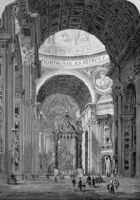 Interior of St Peter's Basilica around 1800, Basilica of St Peter, Memorial Church of the Apostle