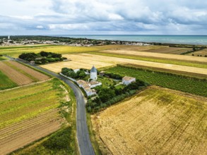 Fields and Grape plantations from a drone, Saint-Clement-des-Baleines, Atlantic, France
