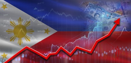Philippines financial growth on market graph. Philippines economic growth on financial graph