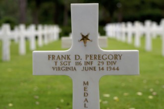 Medal of Honour marking, grave of Frank D. Peregory, gravestones, war graves, soldiers' graves,