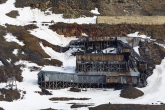 Historic coal mine, Longyearbyen, Snow Mountain, Spitsbergen, Svalbard