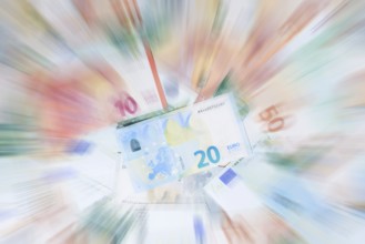 Various euro banknotes, zoom effect