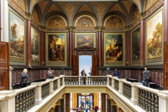 Interior design with paintings and exhibits in the Hamburger Kunsthalle, art museum am