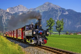 Historic Zillertal railway with steam locomotive, Zillertal, Zillertal Alps, Tyrol, Austria
