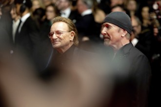 Cannes, France - 16.5.2024: The Edge and U2 singer Bono during the Bono: Stories Of Surrender red