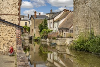 Moat in the old town of Bonneval, Centre-Val de Loire, France