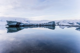 Jökulsarlon, icebergs, ice, glacial lake, Vatnajökull Glacier, winter, snow, sunset, Iceland*