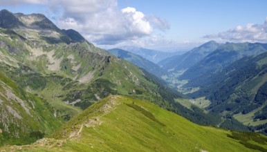 View from the Hornfeldspitz, Schladminger Tauern, Sölktäler nature park Park, St. Nikolei, Styria,