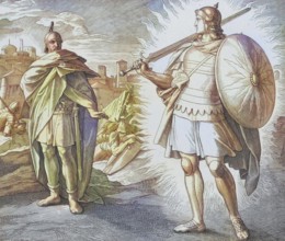 Biblical history, Joshua and the commander of the Lord's army, digitally enhanced reproduction of a