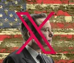 Symbolic image, USA destroyer Elon Musk eleminated by his own Twitter-X, social media, hate speech,