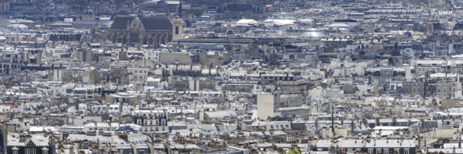 View of the rooftops of Paris from Montmartre, Île-de-France, France
