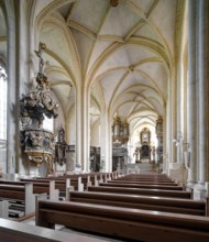 St Peter and Paul Cathedral, interior view with the pulpit, Museum Zeitzer Schloss Moritzburg,