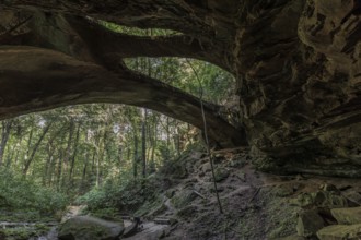 Sandstone and iron ore arch in Natural Bridge Park is the largest natural arch east of the Rocky