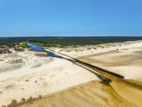 Contis beach from a drone, Saint Julien en Born, Saint-Julien-en-Born, Landes, France