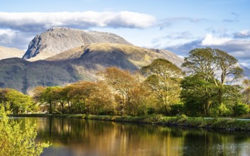 Caledonian Canal, Caol Beach and Nevis Range Mountains, Corpach, Fort William, Highland, Scotland,