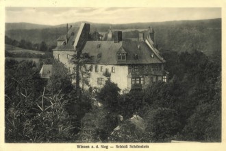 Historical postcard, picture postcard, Schönstein Castle in Wissen a.d. Sieg, Rhineland-Palatinate,