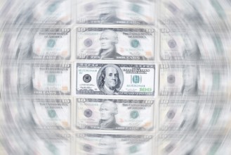 US dollar notes, 10 dollars, 100 dollars, banknotes