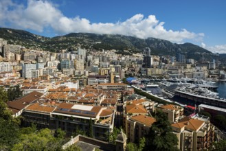 Panorama, Skyline with skyscrapers by the sea, Monte Carlo, Cote d'Azur, Monaco