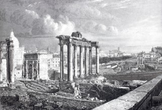 The Roman Forum in 1870, Rome, Italy, digitally enhanced reproduction from a 19th century original,