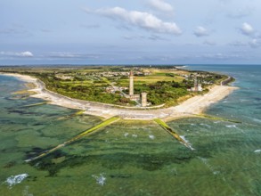 WHALE LIGHTHOUSE from a drone, Saint-Clement-des-Baleines, Atlantic, France