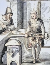 Clothmaker. Reproduction of a woodcut from the 16th century by Jost Amman from the 19th century,