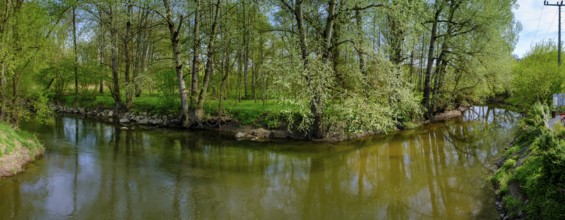 Main River confluence or Main River source, Red and White Main, Melkendorf near Kulmbach, Upper