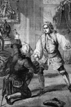 During one of his visits to Hanover in June 1727, King George II receives the news of his father's