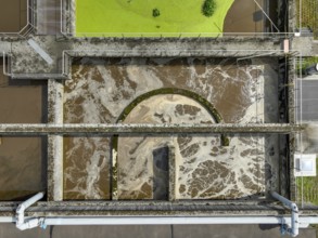 Germany - Wastewater treatment in a sewage treatment plant, clarifier with brown wastewater