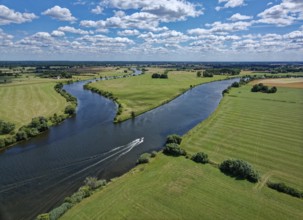 The Aller flows into the Weser at Verden. Aerial view, looking upstream, with the Aller on the left