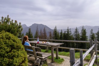 Summit with summit cross, Schwarzenberg near Hundham, Leitzachtal, Upper Bavaria, Bavaria, Germany