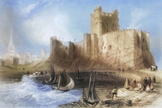 Carrickfergus Castle, County Antrim, Ireland, from the Landscape and Antiquities of Ireland, 1841,