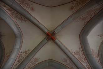 Ceiling vault of the late Romanesque Bruderhalle, built around 1200, painted in 1528, Bebenhausen