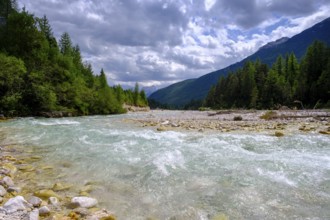 River Boite, near Cortina d'Ampezzo, Dolomites, Trentino, Italy
