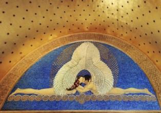 Mosaic entitled The Kiss by Friedrich Wilhelm Kleukens in the Wedding Tower, Mathildenhöhe,