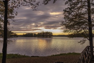 Sunset over Archusa Creek Lake at Archusa Creek Water Park near Quitman, Mississippi