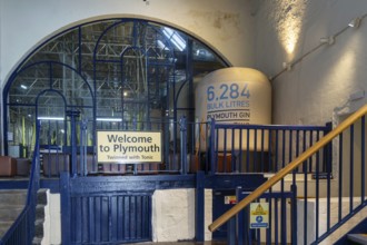 Inside Plymouth Gin historic Black Friars distillery building, The Barbican, city of Plymouth,